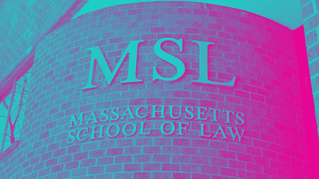Massachusetts School of Law building sign.-2