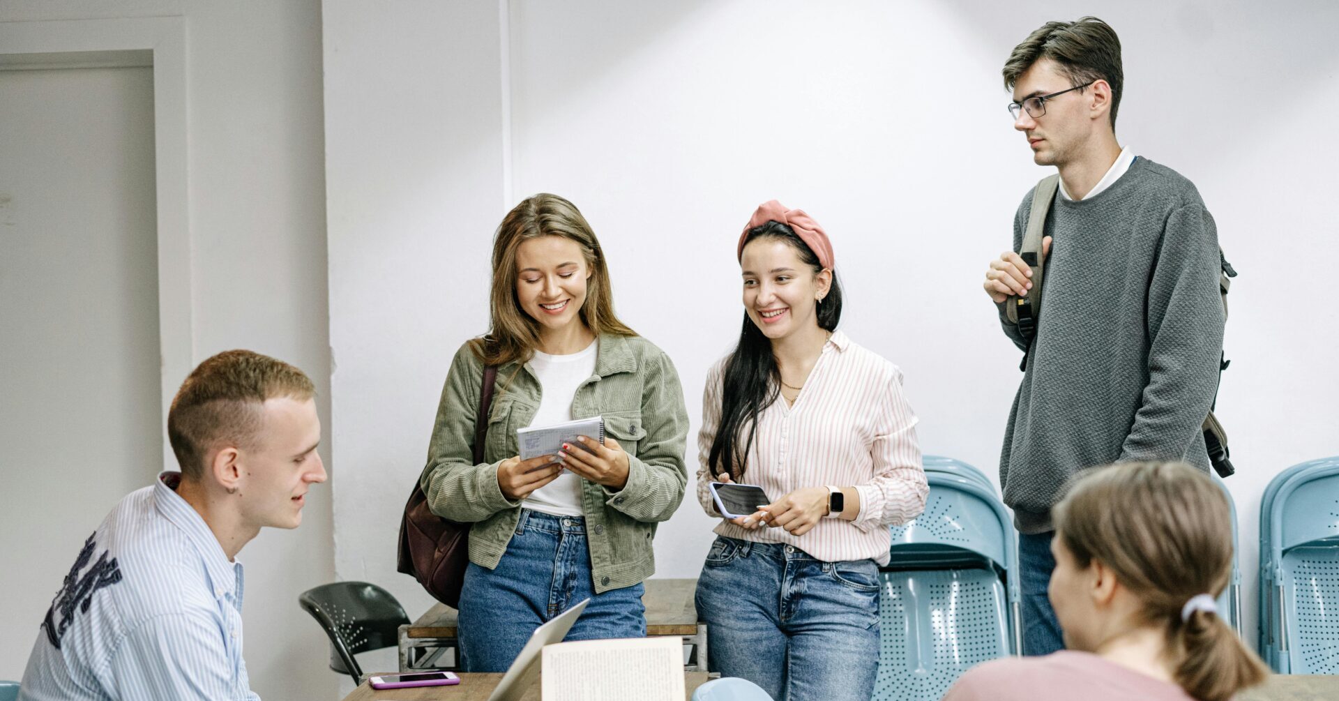 Students doing a group study for the LSAT